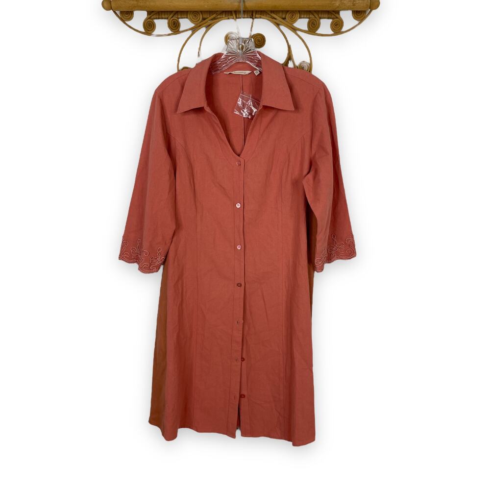 Soft Surroundings Button Front 3/4 Sleeve Dress PM